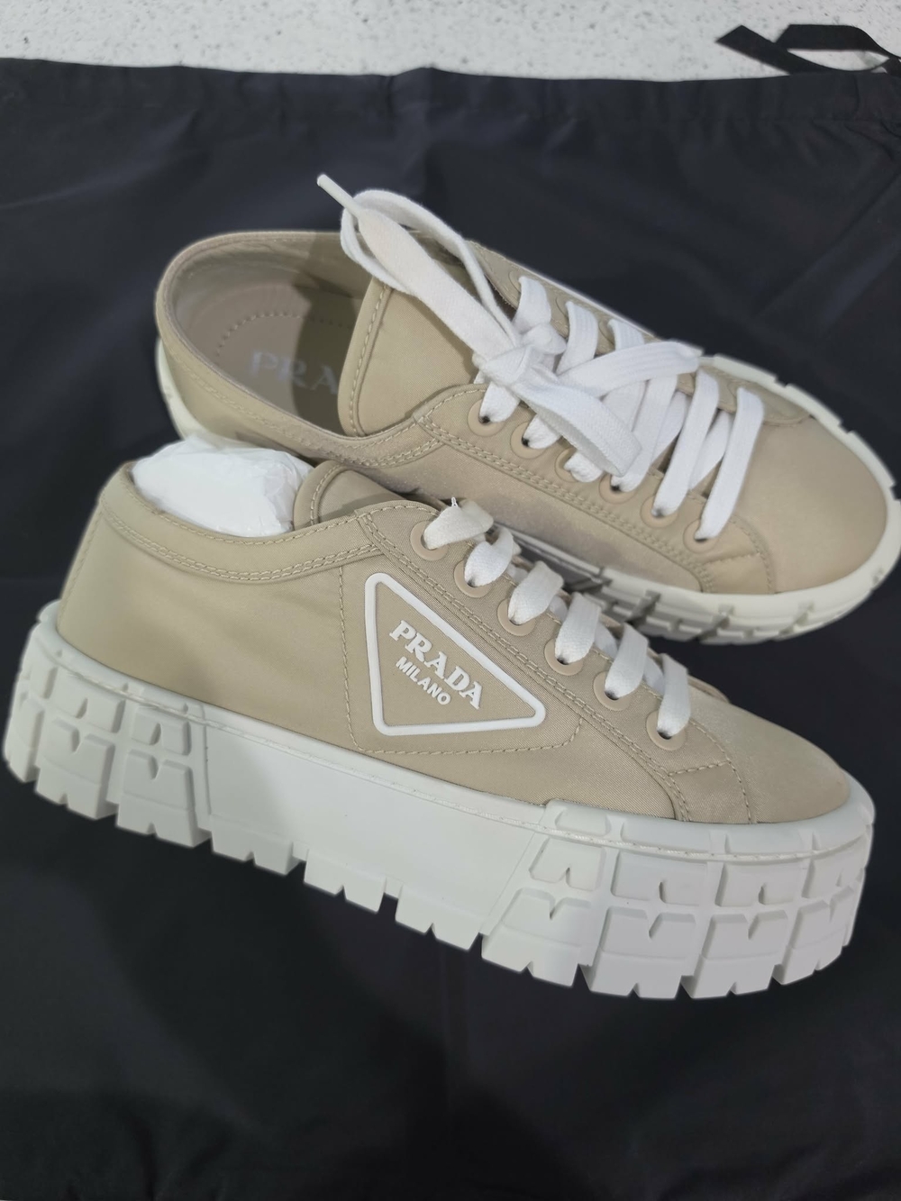 Prada Milano Beige Platform Sneakers Size 8 Prada 38